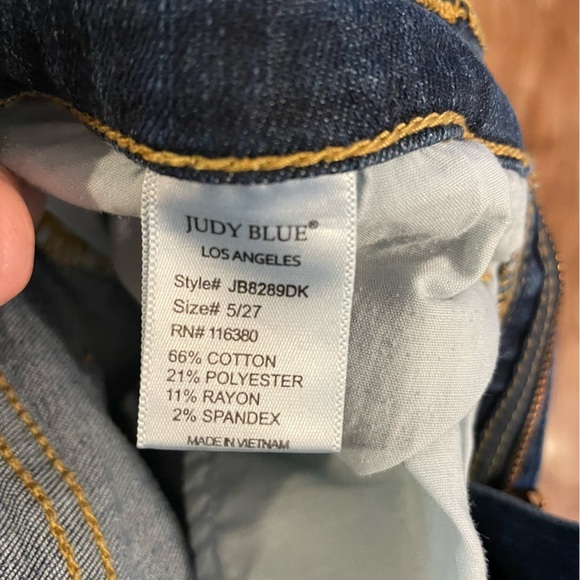 JUDY BLUE Women’s Blue Distressed Skinny Fit Ankle Jean Pant Size 5 27 - Picture 10 of 15
